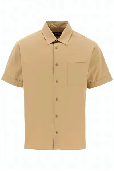 Apc Short-sleeve Brown Cotton Shirt