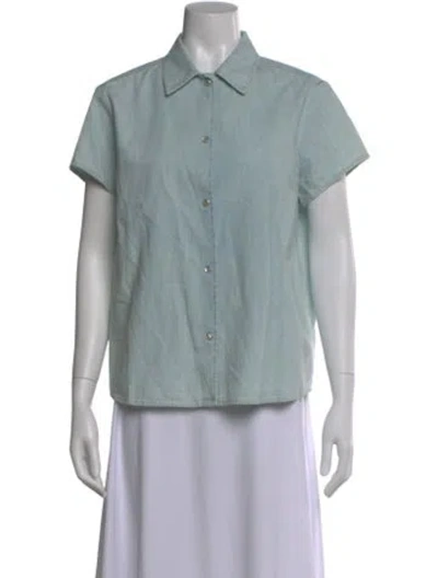 Pre-owned A.p.c. Short Sleeve Button-up Top In Blue