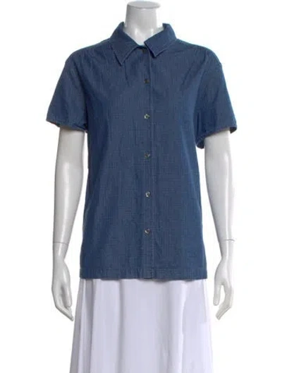 Pre-owned A.p.c. Short Sleeve Button-up Top In Blue
