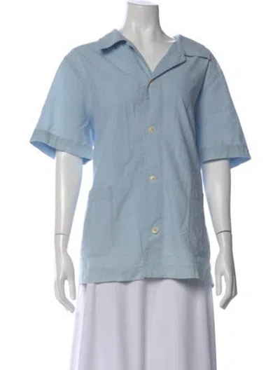 Pre-owned A.p.c. Short Sleeve Button-up Top In Blue