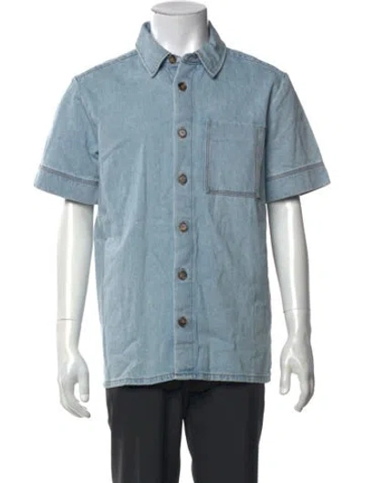 Pre-owned A.p.c. Short Sleeve Denim Shirt In Blue