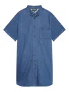 Apc Short-sleeve Denim Shirt Dress In Blue