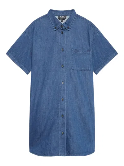 APC SHORT-SLEEVE DENIM SHIRT DRESS