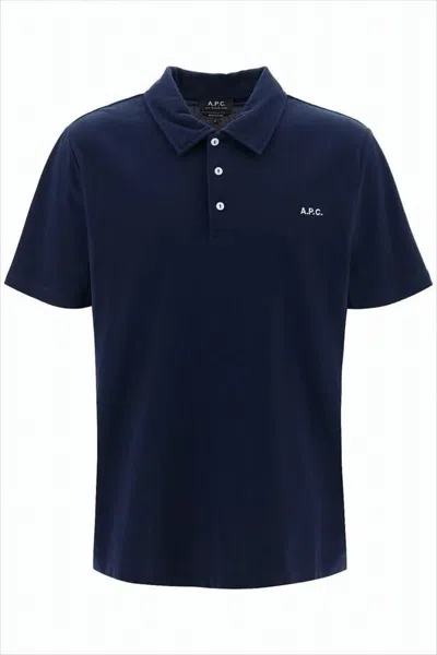 Apc Short-sleeve Polo Shirt With Traditional Collar In Blue