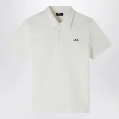 A.p.c. White Shortsleeved Polo Shirt With Logo Embroidery