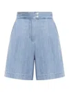 Apc Pleated Denim Shorts In Blue