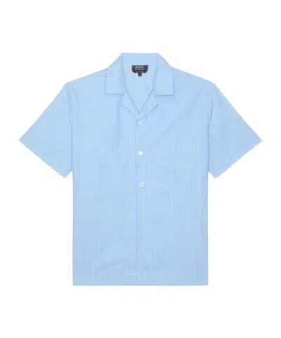 A.p.c. Short-sleeved Shirt In Blue