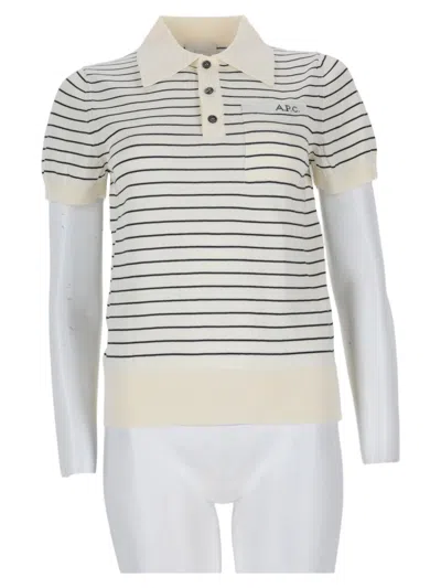 A.p.c. Short-sleeved Striped Cotton Polo Shirt In Multi