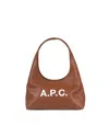 Apc A.p.c. Baby Ninon Shoulder Bag With Logo Print In Brown