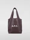 Apc A.p.c. Dark Brown Synthetic Leather Small Ninon Shopping Bag In Brown