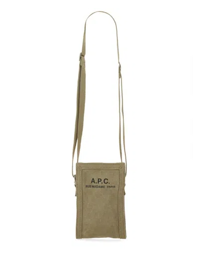 Apc Logo Print Mini Canvas Messenger Bag In Brown