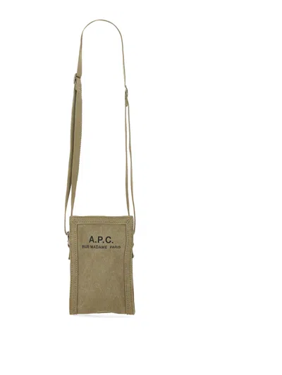 Apc Logo Print Mini Canvas Messenger Bag In Brown