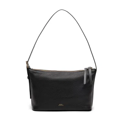 Apc A.p.c. Calfskin Shoulder Bag With Top Handle In Black