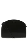 Apc A.p.c. Women Black Leather Mini Demi Lune Shoulder Bag In Black