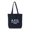 Apc A.p.c. Navy Blue Canvas Lou Rue Madame Shopping Bag In Dark Navy