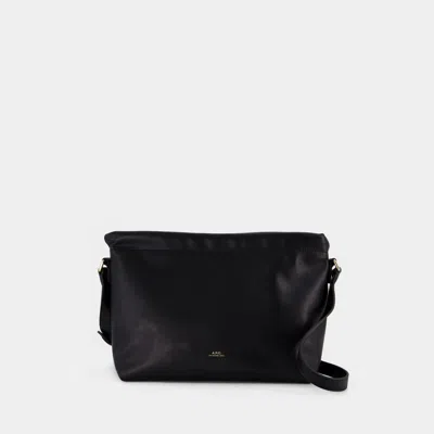 Apc A.p.c. Logo Printed Open Top Shoulder Bag In Black