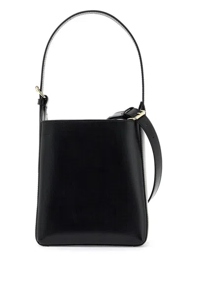 Apc 'virginie' Black Bucket Bag With Shoulder Strap And Top Adjustable Handle In Leather Woman