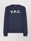 Apc Signature Logo Cotton Sweatshirt In Blue