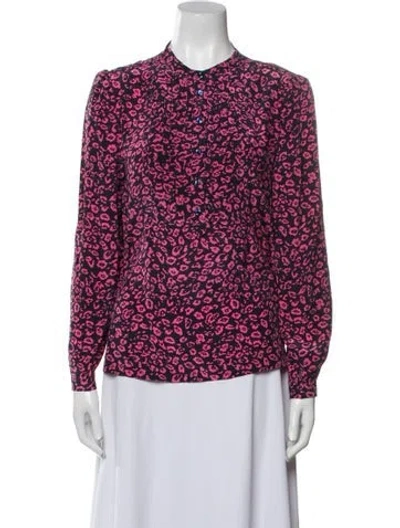 Pre-owned Apc Silk Floral Print Blouse In Blue