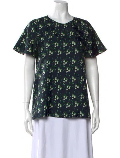 Pre-owned A.p.c. Silk Floral Print Top In Green