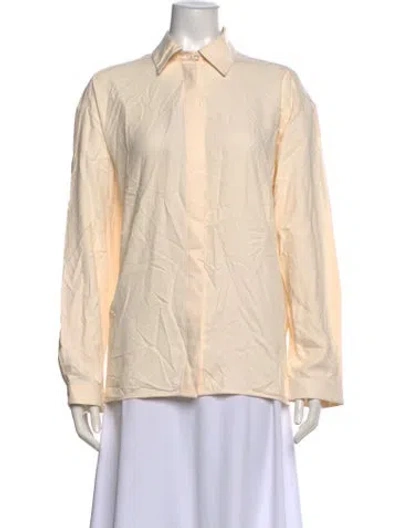 Pre-owned Apc Silk Long Sleeve Button-up Top In Neutral
