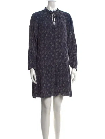 Pre-owned A.p.c. Silk Mini Dress In Blue