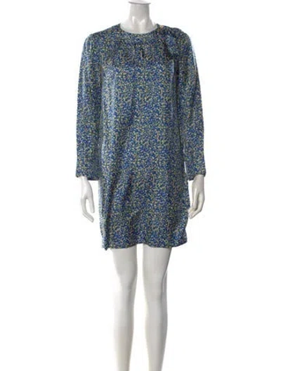 Pre-owned A.p.c. Silk Mini Dress In Blue