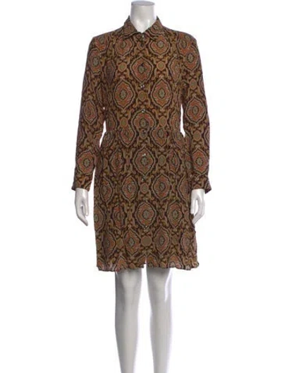 Pre-owned A.p.c. Silk Mini Dress In Brown