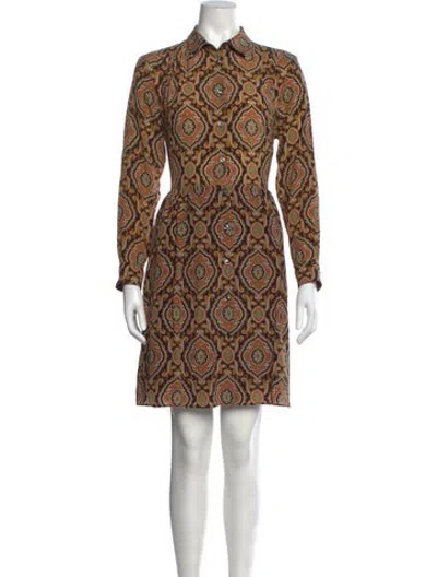 Pre-owned A.p.c. Silk Mini Dress In Brown