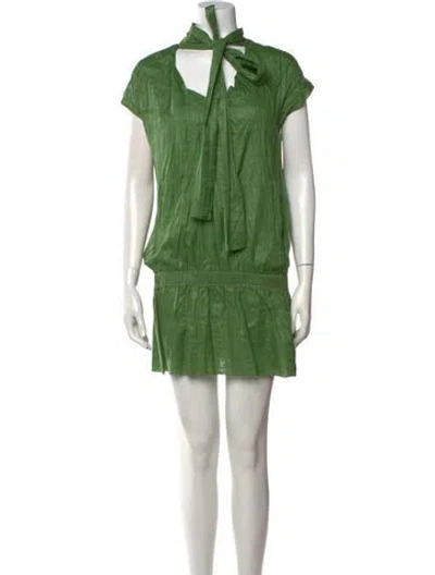 Pre-owned Apc Silk Mini Dress In Green