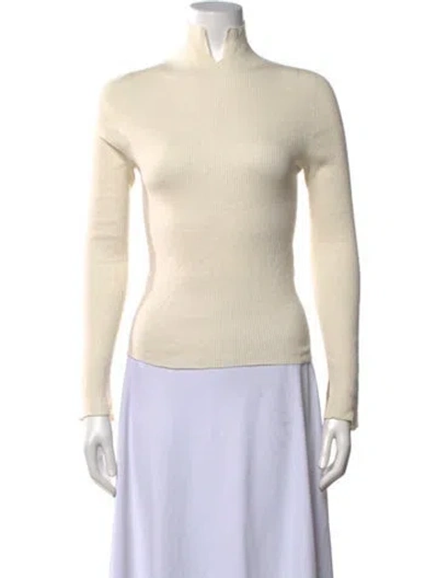 Pre-owned A.p.c. Silk Mock Neck Sweater In Neutrals
