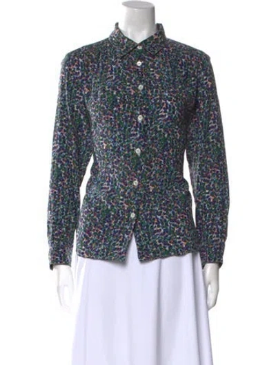 Pre-owned Apc Silk Printed Button-up Top In Blue