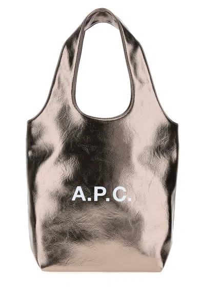 Apc A.p.c. Silver Synthetic Leather Small Ninon Shopping Bag