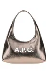 Apc A.p.c. Silver Synthetic Leather Small Ninon Shoulder Bag In Gray