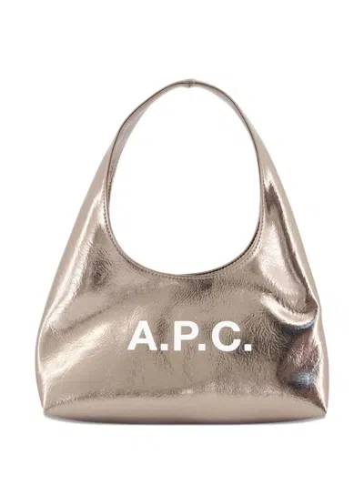 Apc A.p.c. Silver Synthetic Leather Small Ninon Shoulder Bag In Neutral