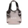 Apc Small Ninon Metallic Logo Tote Bag In Silver