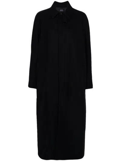 Apc Single-breasted Coat In Navy