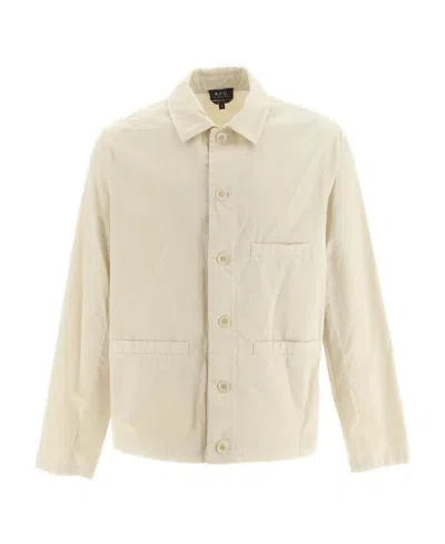 Apc Single-breasted Cotton Shirt Jacket In Nude