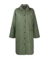 Apc Single-breasted Quilted Coat In Green
