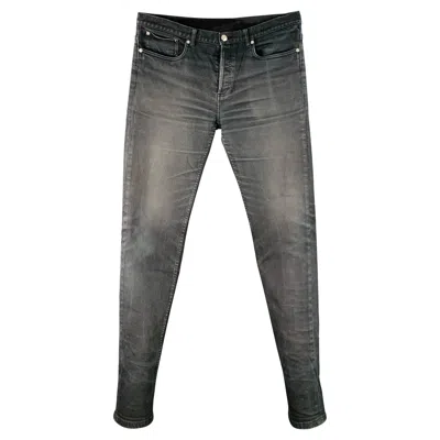 Pre-owned A.p.c. Size 33 Grey Cotton Blend Twill Slim Tapered Button Fly Jeans In Gray