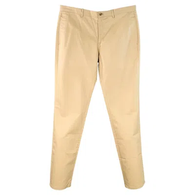 Pre-owned A.p.c. Size 33 Khaki Cotton Twill Flat Front Tapered Casual Pants In Orange