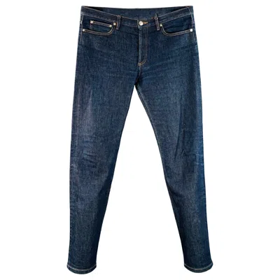 Pre-owned A.p.c. Size 34 Blue Contrast Stitch Cotton Blend Twill Tapered Button Fly Jeans