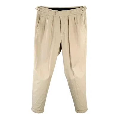 Pre-owned A.p.c. Size 38 Beige Twill Cotton Pleated Side Tabs Casual Pants In Brown
