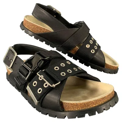 Pre-owned A.p.c. Size 8 Black Silver Gladiator Sandals