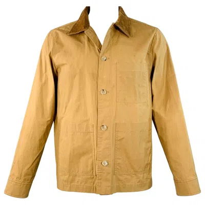 Pre-owned A.p.c. Size L Tan Brown Cotton Corduroy Collar Button Up Jacket