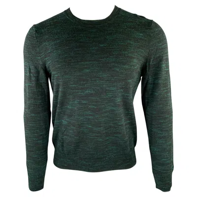 Pre-owned A.p.c. Size M Green Black Melange Wool Ribbed Pullover