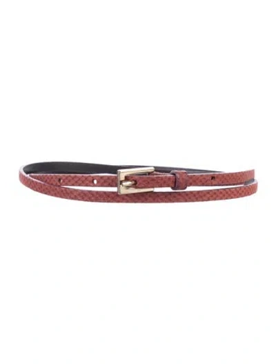 Pre-owned A.p.c. Skinny Embossed Leather Belt W/ Tags In Red