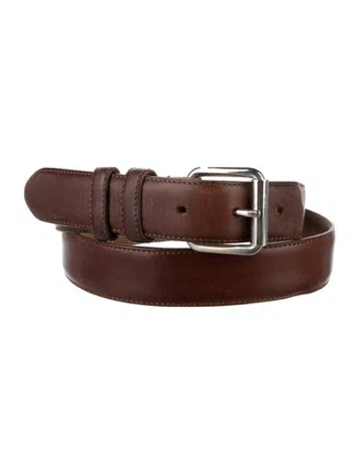 Pre-owned A.p.c. Skinny Leather Belt In Brown