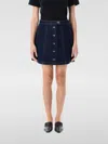 Apc High Waist Denim Skirt With Contrast Stitching In Blau