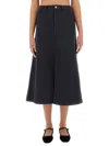 Apc Split-front Denim Midi Skirt In Blue